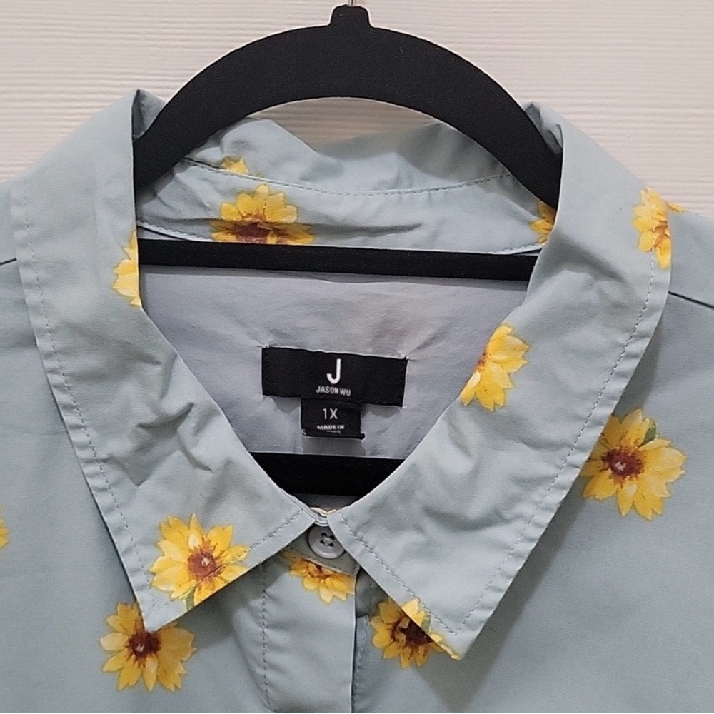 Jason Wu Floral Cotton Blend Shirt Dress - Picture 5 of 5
